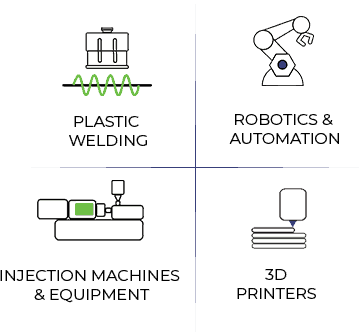 ארבע תחומים עיקריים: מדפסות תלת מימד לתעשייה, רובוטיקה, מכונות וציוד לתעשיית הפלסטיק, הלחמה אולטראסונית ולייזר.